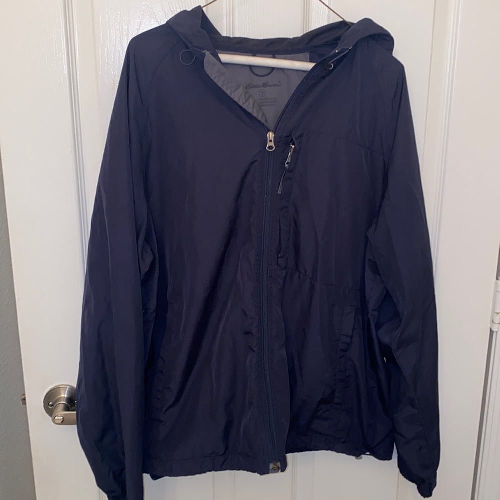 Eddie Bauer navy mens rain jacket size M